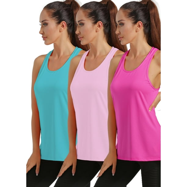 4POSE 3Pack Womens Sleeveless Sports Racerback Tank Tops Quick Dry