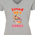 thumbnail image 4 of Inktastic Corgi Dog Lover Gift Women's V-Neck T-Shirt, 4 of 5