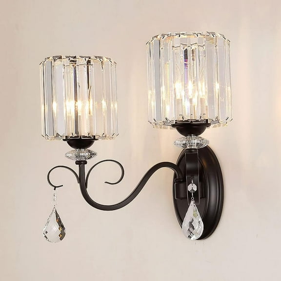 2-Light Wall Sconce Crystal Wall Lighting Fixture Postmodern Wall Mounted Lamp, Elegant Headboard Sconces E27 Wall Lights, Indoor Wall Lamps for Living Room Bedroom