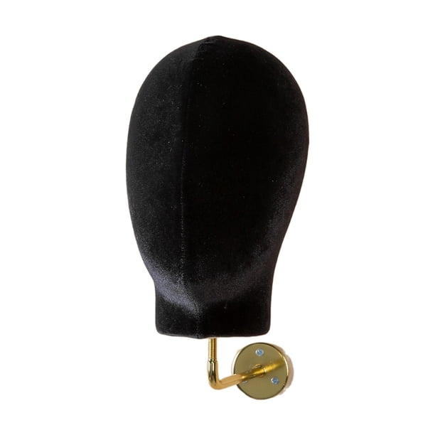 Cabeza de maniquí de montaje en pared, modelo de peluca, colgador de almacenamiento, estante para colgar en la pared, soporte para pelucas, sombreros, Terciopelo negro