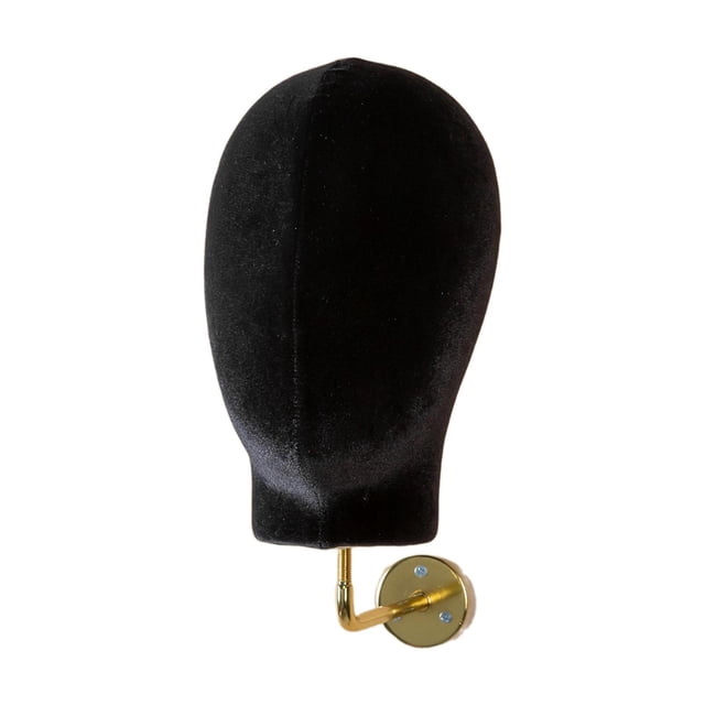 Cabeza de maniquí para montaje en pared, modelo de exhibición de pelucas, soporte colgante para gorras de peluca Terciopelo negro