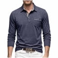 thumbnail image 2 of Aimik Polo Shirts for Men Long Sleeve Textured Button Down Pocket Casual Solid Shirts Fall Winter Moisture Wicking Lightweight Golf Tops,Blue,XL, 2 of 6
