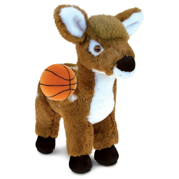 DolliBu Standing Deer Large Stuffed Animal with Basketball Plush – Soft Huggable Deer, Adorable Playtime Plush Toy, Cute Wildlife Gift Plush Doll Animal Toy for Kids and Adults – 12.5 Inches