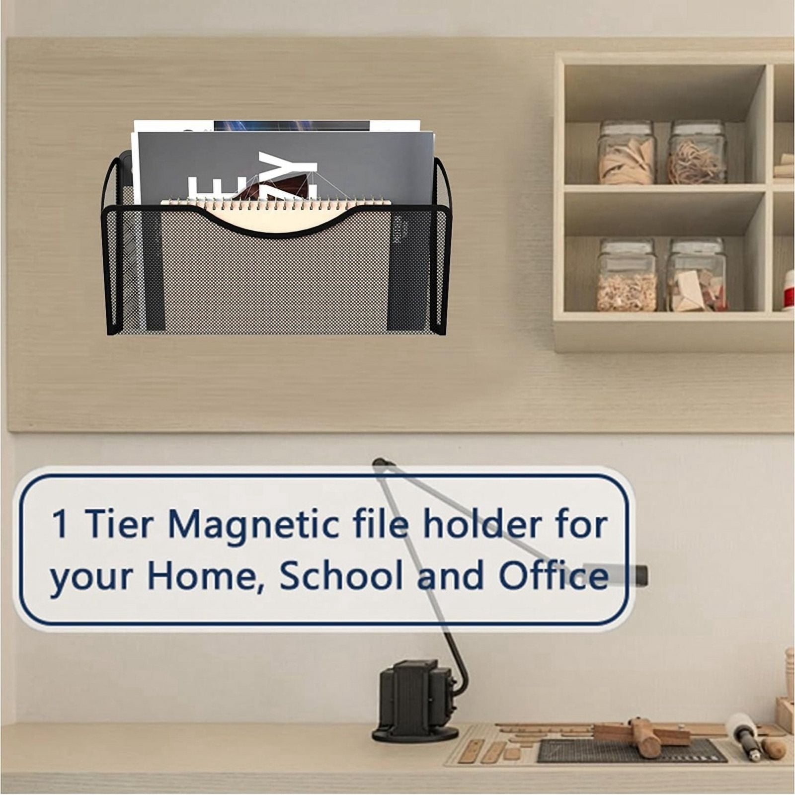 1-Tier Magnetic File Holder-File Folder Organizer, Capacity Office Hanging Magazine Rack for Refrigerator, File Cabinets