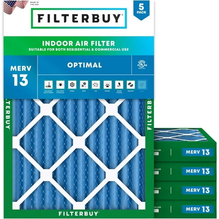 

Filterbuy 16x22.25x2 MERV 13 Pleated HVAC AC Furnace Air Filters (5-Pack)