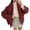 Wine, variant on Women's Oversized Cropped Pea Coat - Lapel Double Breasted With Pockets, Warm Fall Winter Casual Outerwear for Commute Wine L