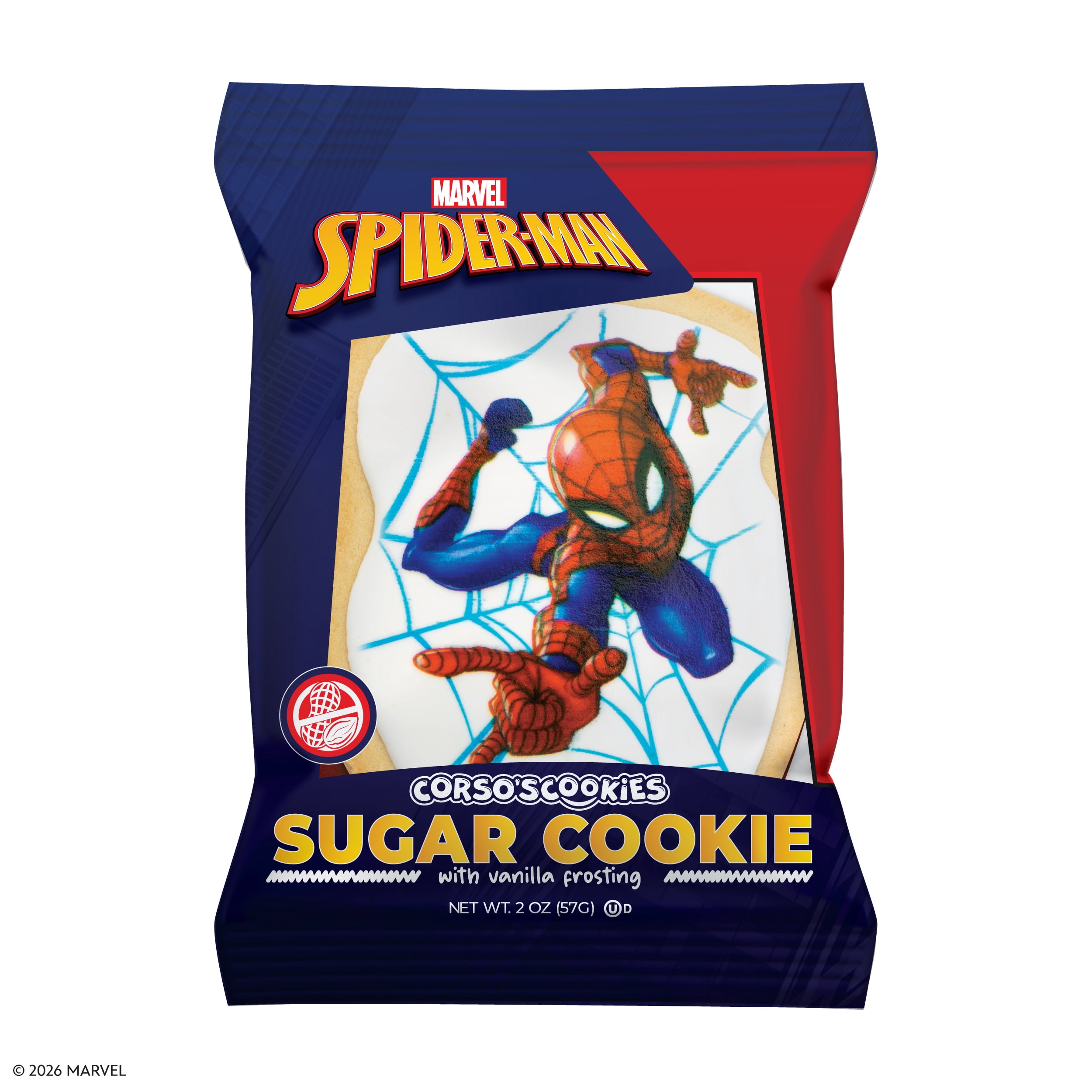 Marvel’s Spider-Man Vanilla Frosted Sugar Cookie with Vanilla Frosting, 2 oz, Baked, Kosher, Nut-Free