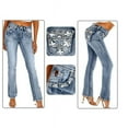 thumbnail image 3 of Jack David Women's Rhinestone Mid Rise Boot Cut Dark Wash Denim Jeans, 3 of 3