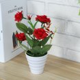 thumbnail image 2 of Artificial Bonsai Faux Plant Fake Plastic Plant with Pots for Home Office Window Table Decorations - Red (Chinese Rose), 2 of 9