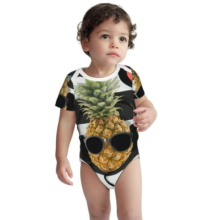 

Zeuib Pineapple With Black Glasses Unisex Baby Short-Sleeve Onesies Bodysuit 100% Organic Cotton-2 Years