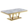 thumbnail image 1 of Pemberly Row Crownie Gold Rectangle Faux Marble Coffee Table, 1 of 3
