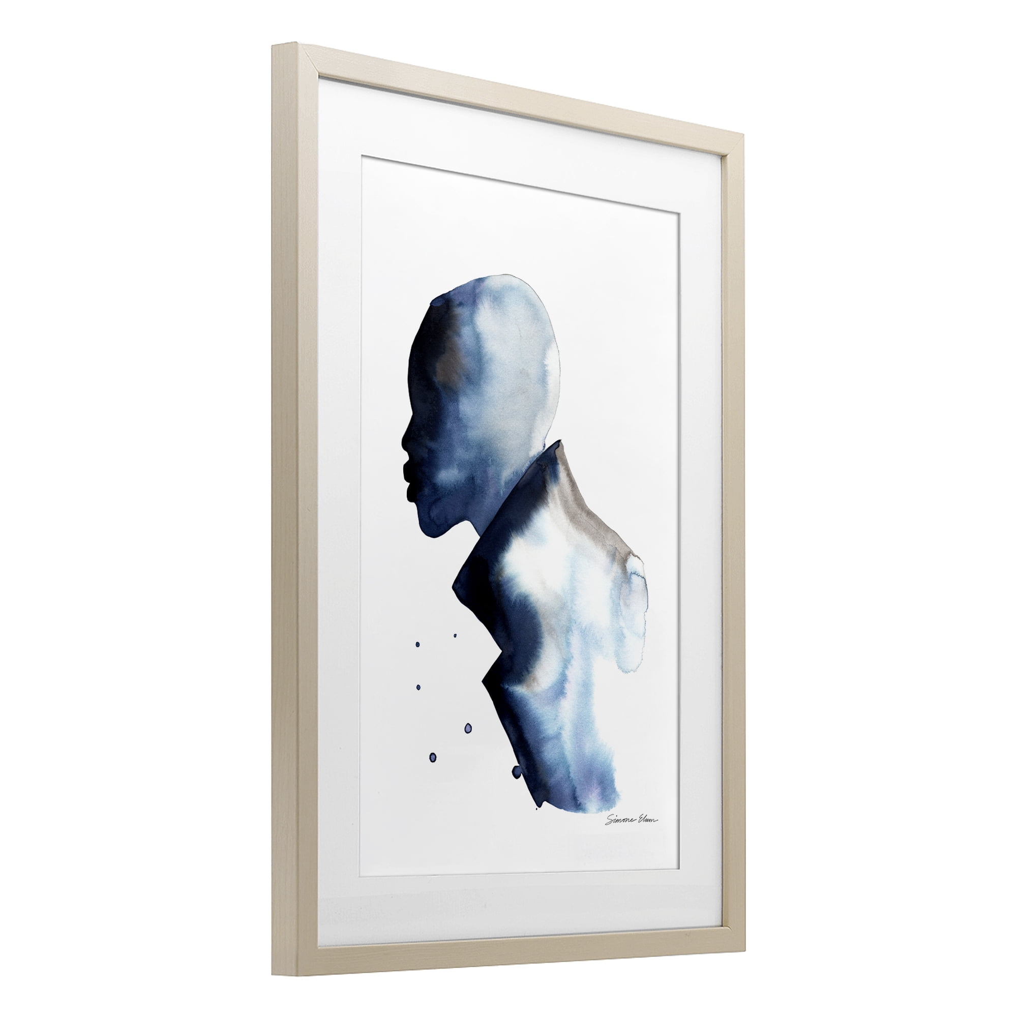 Stupell Industries Feeling Blue Portrait Silhouette Birch Framed Print Under Glass, design by Simone Elum