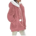 thumbnail image 5 of SROBPTY Womens Jackets, Fleece Jackets for Women, Women Winter Fleece Jacket Hooded Cardigan Coat Outerwear with Pocket Pink,L, 5 of 5