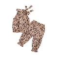 thumbnail image 3 of Seyurigaoka Girls 2 Pieces Outfit, Leopard Strap Halter Camisole + Pants Set, 3 of 5
