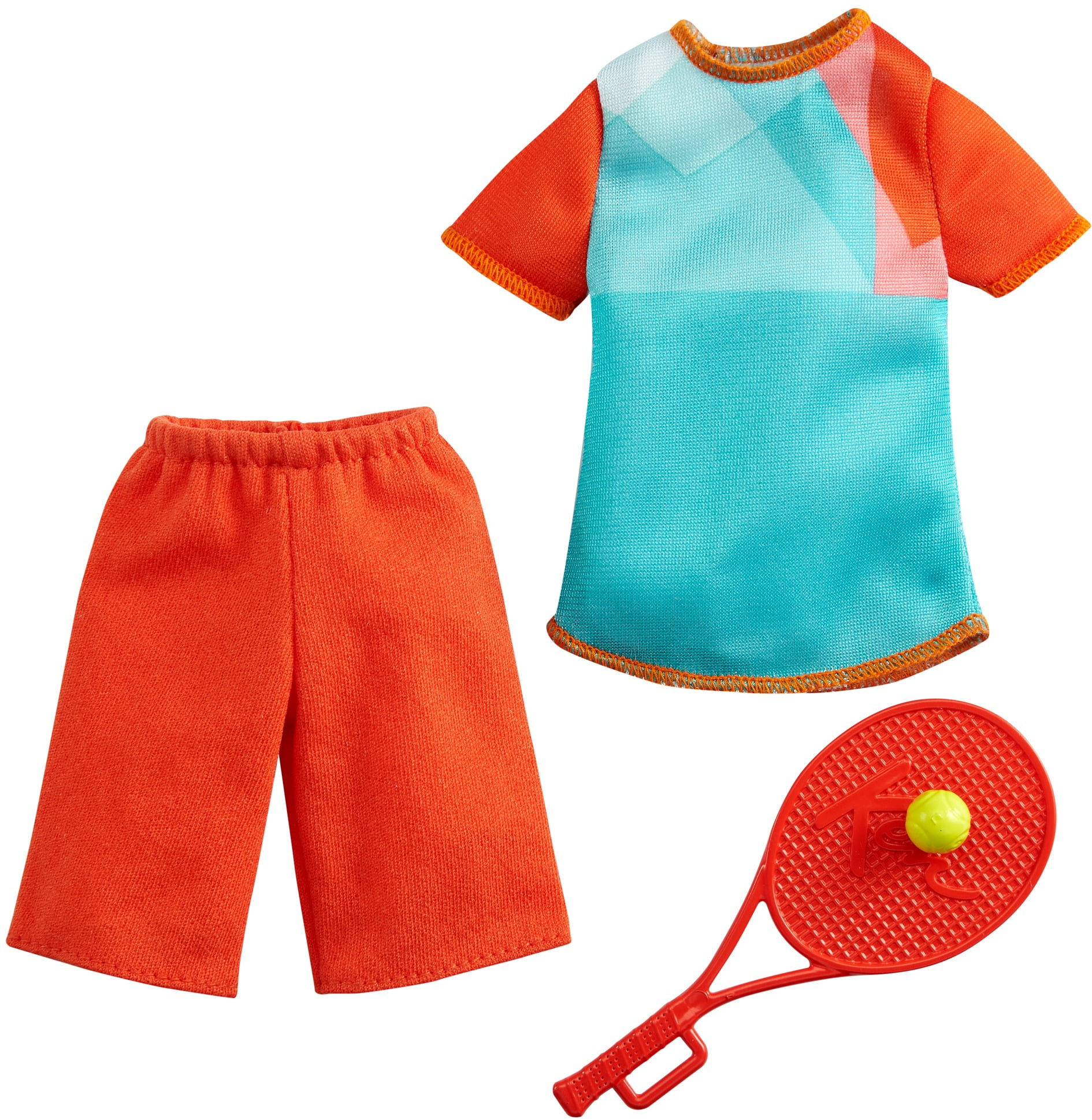 RED TENNIS RACKET & BALL FOR BARBIE DOLL 