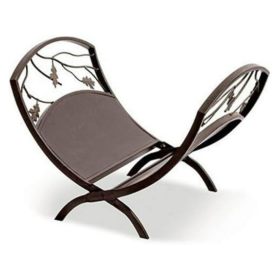 Panacea Compact Foldable Powder-coated Steel Oak Leaf Log Bin w/Pan, Brown