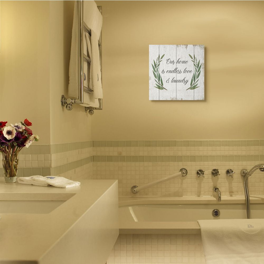 Our Home Is Endless Love and Laundry Phrase Typography Gallery-Wrapped Canvas Print Wall Art, 17x17