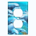 thumbnail image 2 of Metal Light Switch Plate Outlet Cover Cute Dolphin Pod Ocean Reef, 2 of 13