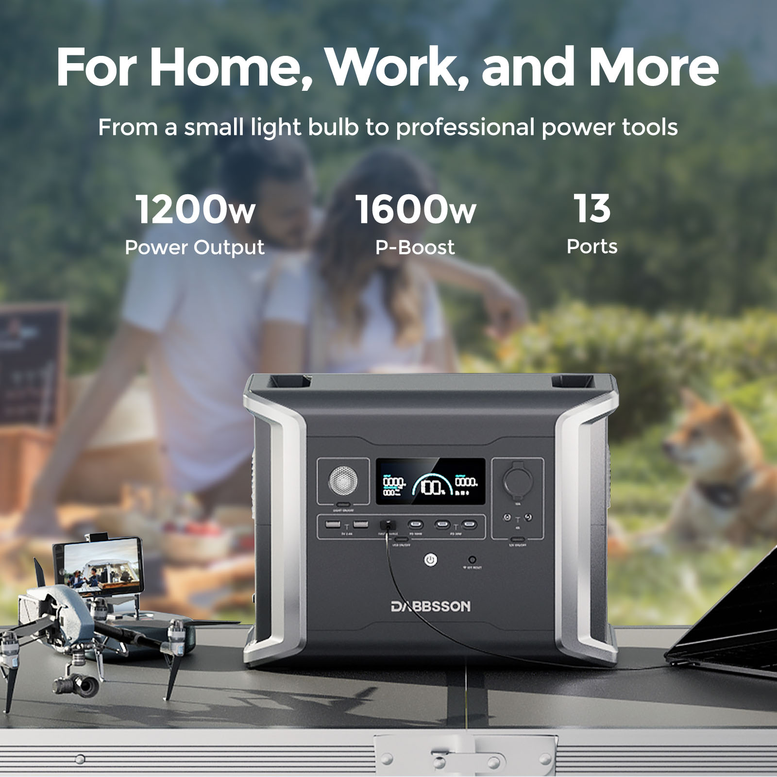 Dabbsson 3030Wh Power Station with Expandable Battery, 1200WxAC Output Solar Generator,1600W in Power-Boost mode,  4500 cycles to 80% capacity, for Power Outage, Camping and Outdoors
