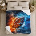 thumbnail image 4 of Fire Ice Football Clash Sofa Energetic Fantasy Style, Mystical Fantasy Scene, Warm Flannel Blanket for Living Room and Bedroom, Art Lovers Housewarming Gift, Fantasy Home Decor, 4 of 7