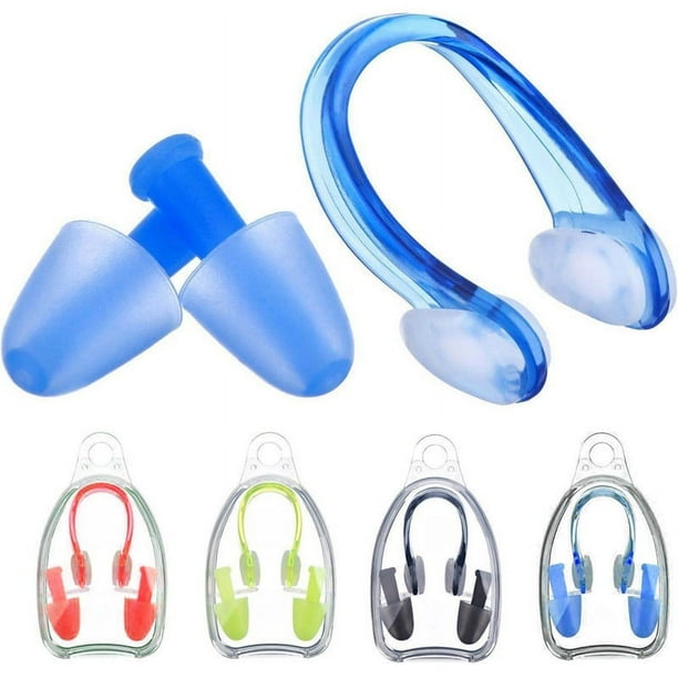 Pinzas nasales de silicona suave para natación + 2 tapones para los oídos Juego de tapones para los oídos Tapones nasales para natación para deportes acu