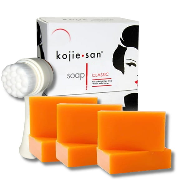 Set de jabón Kojie San Skin Brightening con 6 barras de 65 g y brocha