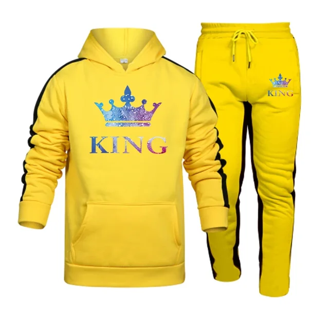 Chándal con estampado de Colour King para hombre, sudadera con capucha informal de alta calidad y pantalones deportivos, conjunto de 2 piezas, ropa deportiva para correr y fitness