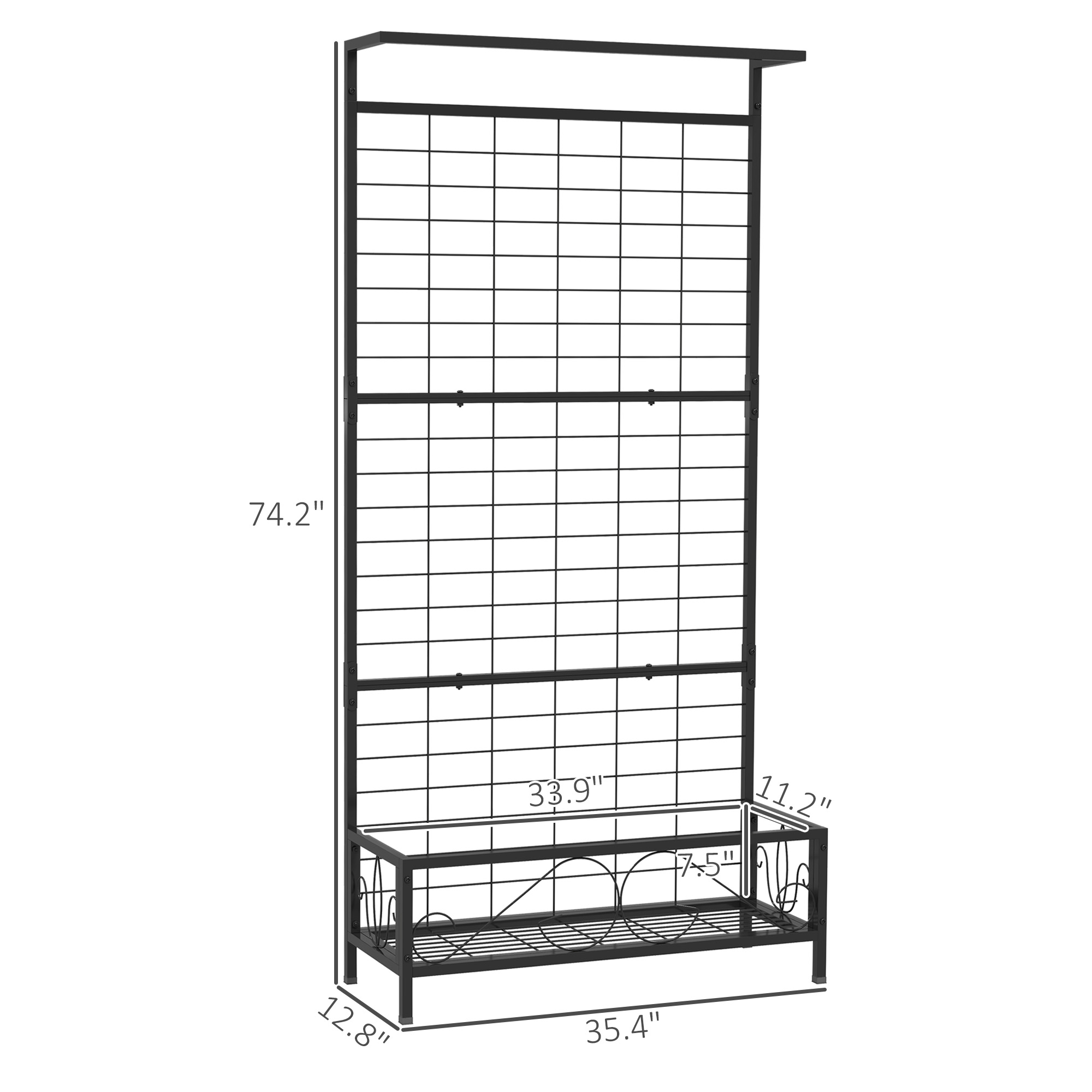Plant Holder, Metal Tall Plant Stand with Trellis and Hanging Bar,for Indoor Outdoor Use