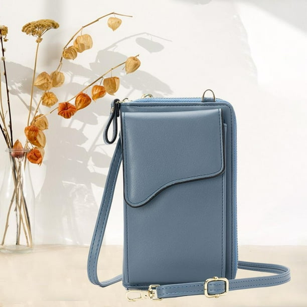 Blue leather clutch bag sales