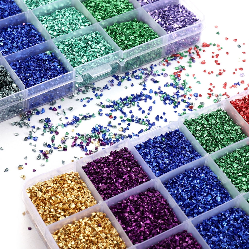 Glitter Irregular Glass Chips DIY Crafts Jewelry Making Filling Decorative Crystal UV Resin Mold Coaster Filler