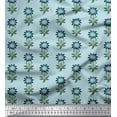 thumbnail image 1 of Soimoi Modal Satin Fabric Leaves & Floral Block Printed Craft Fabric by The Yard 42 Inch Wide, 1 of 3