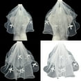 thumbnail image 2 of Delicate Bridal Veil Mantilla Double Layer Veil Headpiece Bowknot Bachelorette Party Bridal Hair Jewelry Headpiece, 2 of 9
