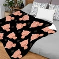 thumbnail image 3 of Cute Piggy Kawaii Pig Black Flannel Throw Blanket Warm Cozy Soft Funny Print Blankets for Bed Couch Sofa Room Decoration Gifts 40"×30" XSmall for Pets, 3 of 6