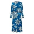 thumbnail image 4 of Annhoo Womens Christmas Dresses Long Sleeve Snowflake Printed Maxi Dress Fashion Round Neck Dresses with Pockets, 4 of 5