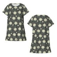 thumbnail image 3 of Bixox Daisies Flowers Pattern Women's Nightgown, Soft & Breathable Sleepwear, Round Neck Knee-Length Pajama Dress,Loungewear for Home & Sleep, 3 of 7