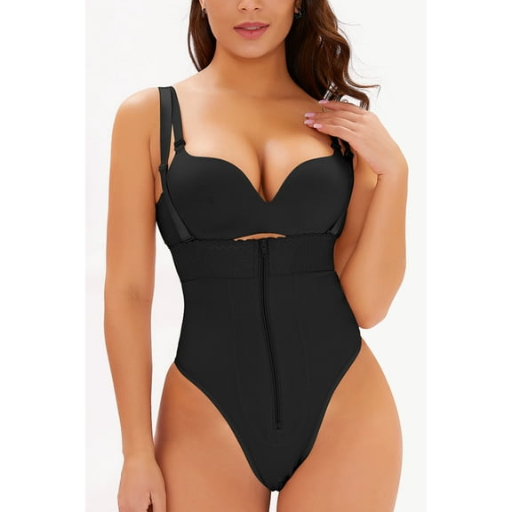 Full Size Adjustable Strap Zip-Up Shaping Bodysuit