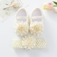 thumbnail image 4 of Newborn Baby Girls Shoes Flower Decoration Soft Sole Shoes with Hair Band, 4 of 8