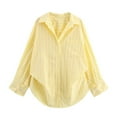 thumbnail image 6 of Purcolt Womens Striped Button Down Shirts Dressy Casual Long Sleeve Collared Blouses Boyfriend Work Office Tops, 6 of 6
