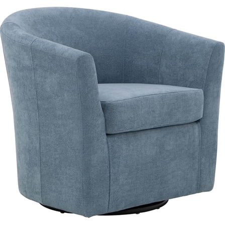 Maklaine 19"H Traditional Fabric Swivel Club Chair in Light Blue