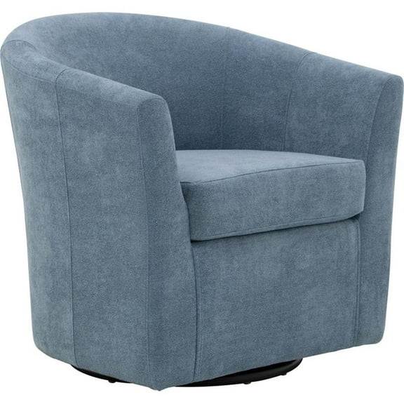 Maklaine 19"H Traditional Fabric Swivel Club Chair in Light Blue