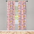 thumbnail image 3 of Ambesonne Cartoon Curtains, Fairies Music Cheerful Art, Pair of 28"x95", Earth Yellow and Pale Pink, 3 of 5