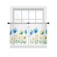 thumbnail image 7 of Blue Yellow Spring Floral Sheer Curtains 54 Inch Length 2 Panels Set, Elegant Summer Botanical Voile Window Treatment Rod Pocket Short Kitchen Curtains Drapes for Bedroom 52"x54"x2, 7 of 7