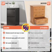 Kooyon 2 Drawer Vertical File Cabinet with Lock, Black Metal Filing Cabinet for Home Office, Fits Legal/Letter/A4-Assembly Required