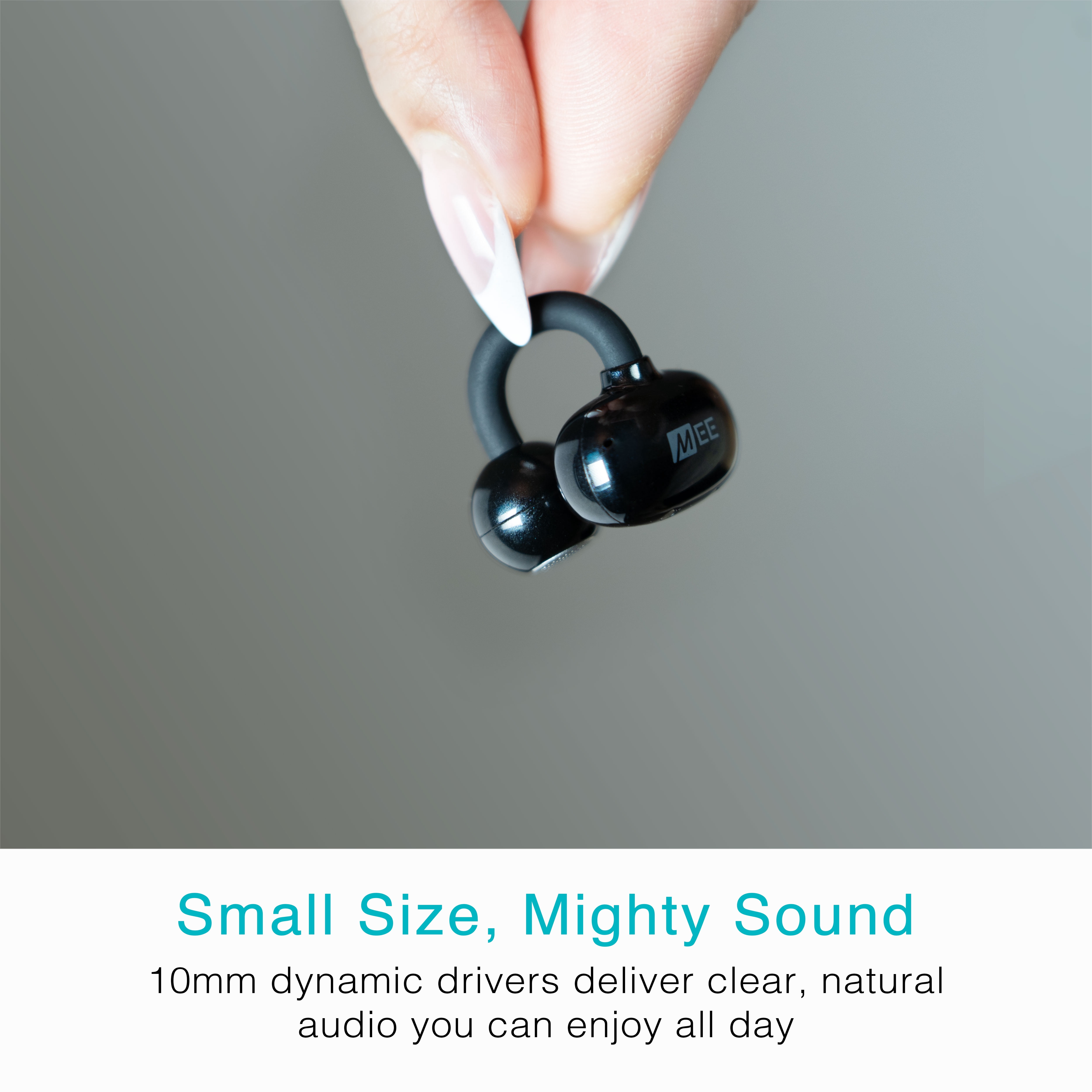 MEE audio Pebbles Air Open Ear True Wireless Earbuds: Earclip Headphones with Headset (Onyx)