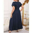 thumbnail image 3 of FOLUNSI Plus Size Formal Dresses Glitter V Neck Split Wedding Cocktail Long Evening Dress Noble Blue 2XL, 3 of 7