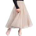 thumbnail image 3 of Jupe Longue en Tulle pour Femme Robe Tutu Évasée Plissée en Chiffon Taille Élastique Jupe Midi, 3 of 6