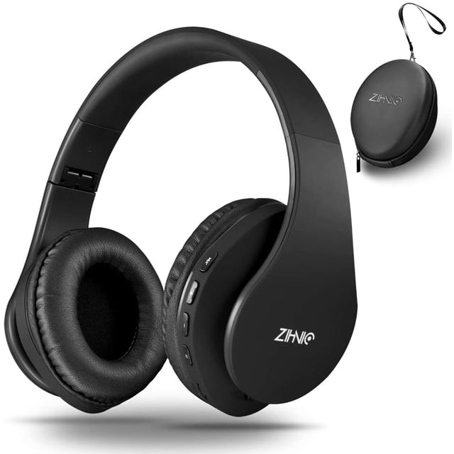 Auriculares Inalámbricos Bluetooth ZIHNIC Over-Ear Con Bajos Profundos, plegables, Con Cable, Micrófono incorporado, negro