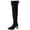 Black, variant on Women’s Drawstring Over the Knee Boots, Faux Suede Pointed Toe Block Heel Thigh High Booties, Stretch Slim Fit Fall Winter Dress Boots Black 7.5(40)