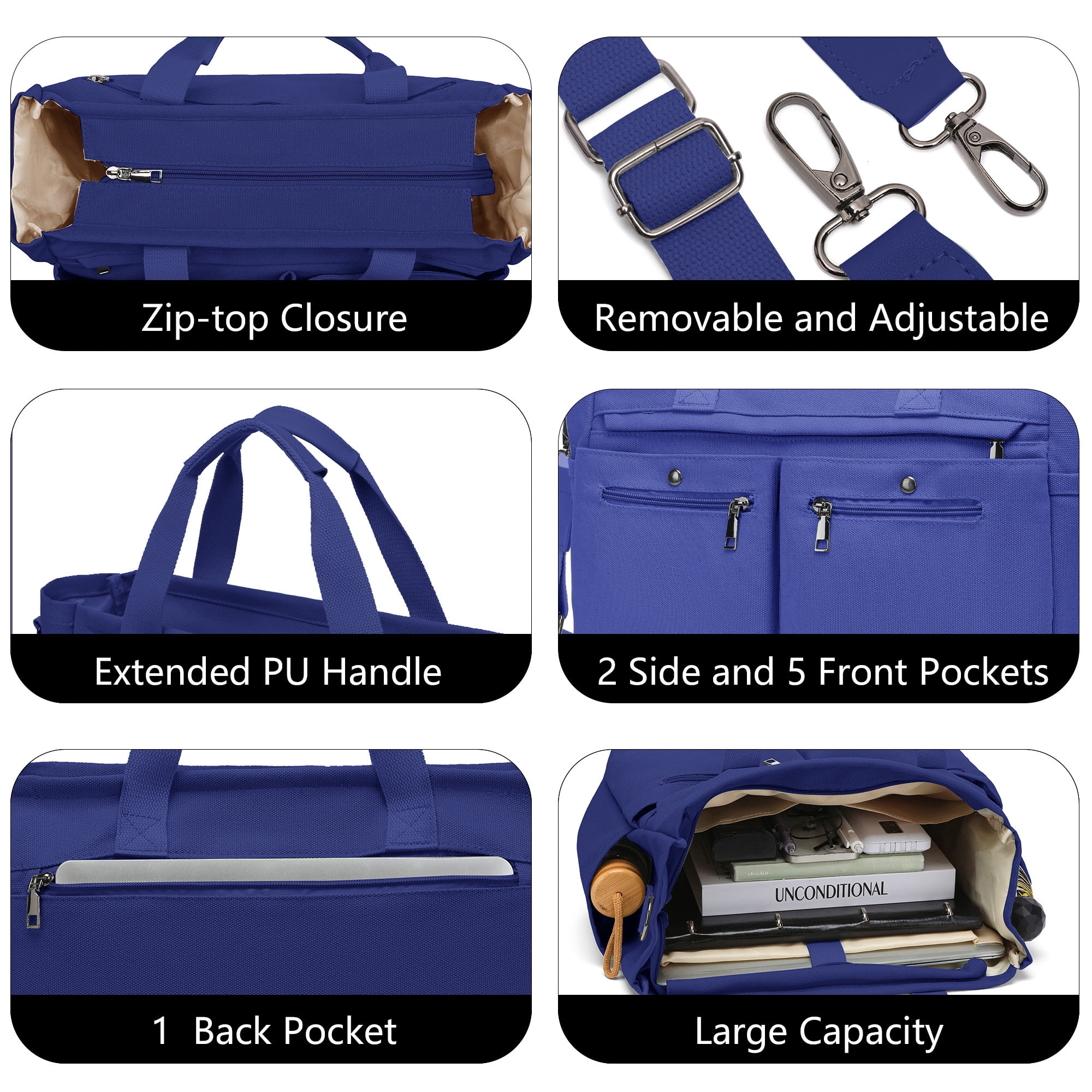 2pcs/Set Small Canvas Tote Bags for Women – Laptop-Friendly Work Totes with Crossbody/Shoulder Straps | Ideal for Travel, Gym & Daily Use