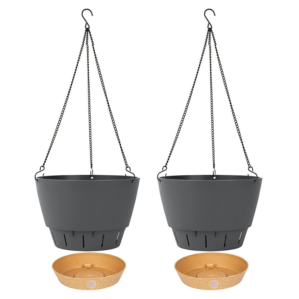2 Pack Hanging Planters Set 10 Inch Hanging Planters for Indoor Outdoor